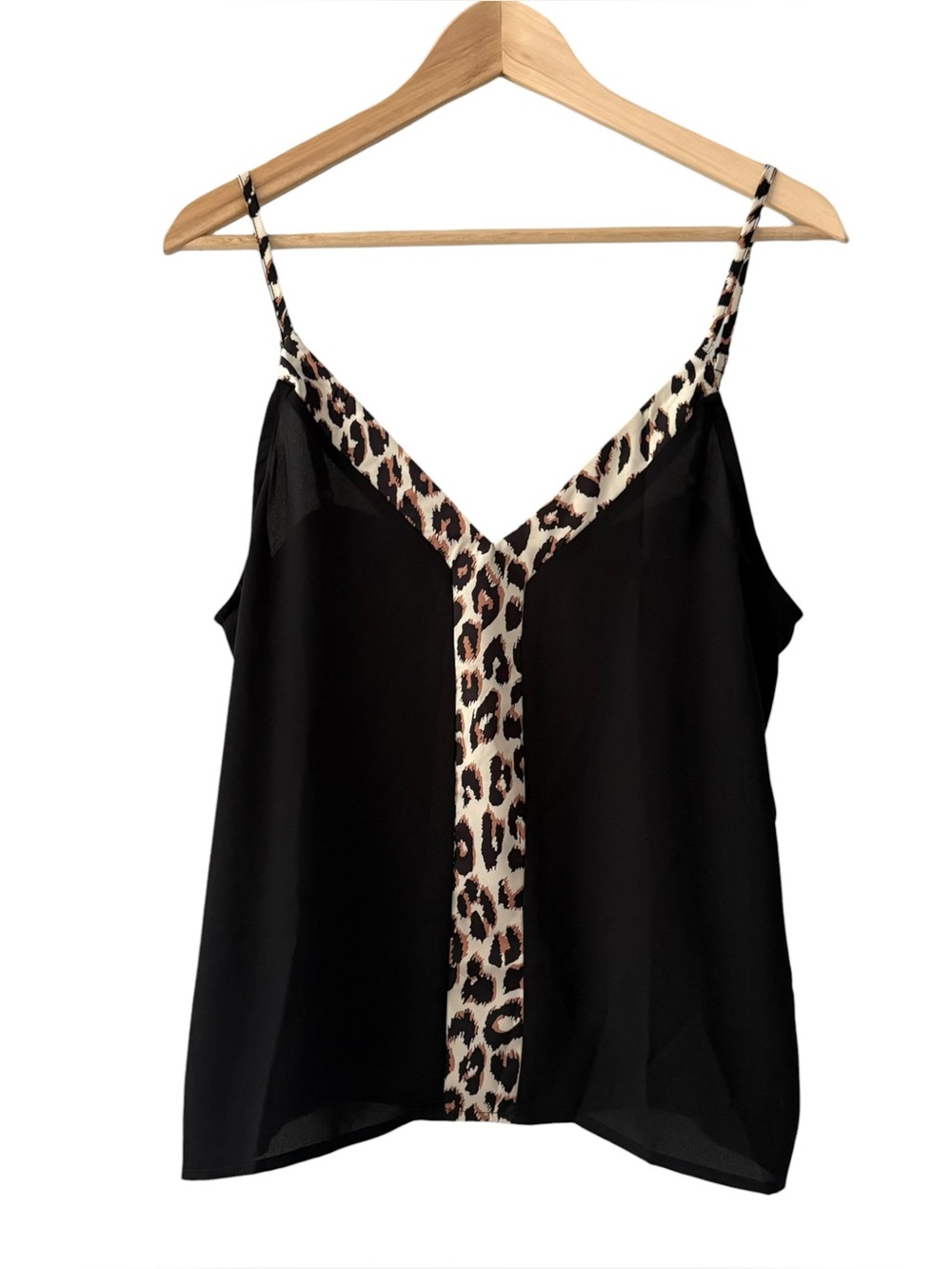 SHEIN Black Cami with Leopard Trim